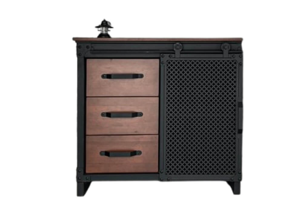 ตู้เตี้ยบานผสม THE WILD FURNITURE รุ่น LANY 80 ซม. สีไม้สัก/ดำ_1